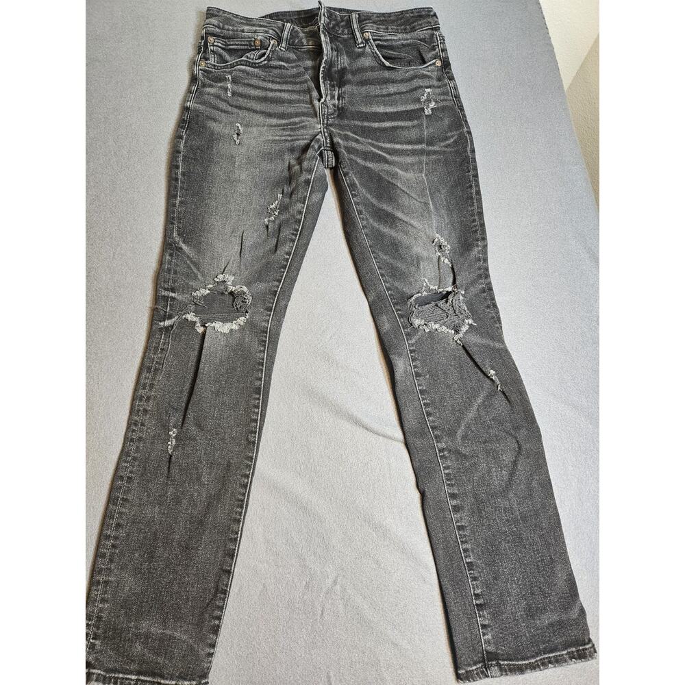 American Eagle Jeans Mens 32x30 Black AirFlex Plus Slim Distressed Denim Jeans